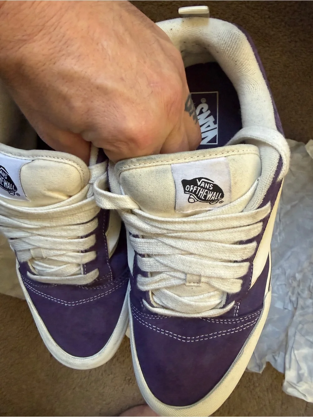 Men's Purple Suede Skate Sneakers with White Stripe